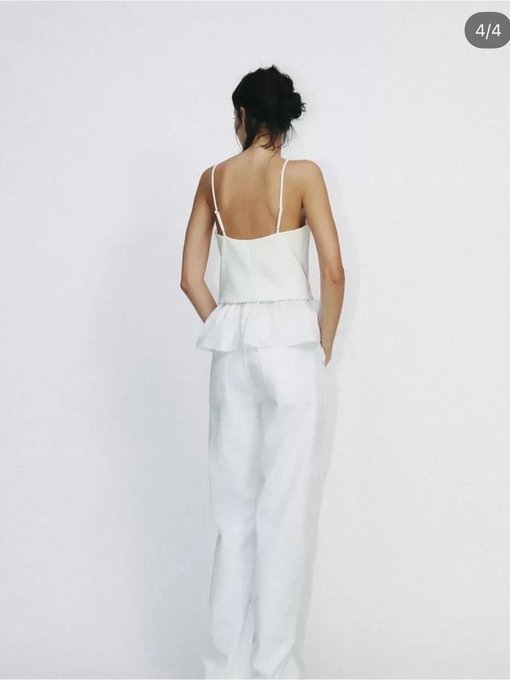 Zara Mixed Poplin Top with a structured white bustier bodice spaghetti straps - Picture 2 of 11